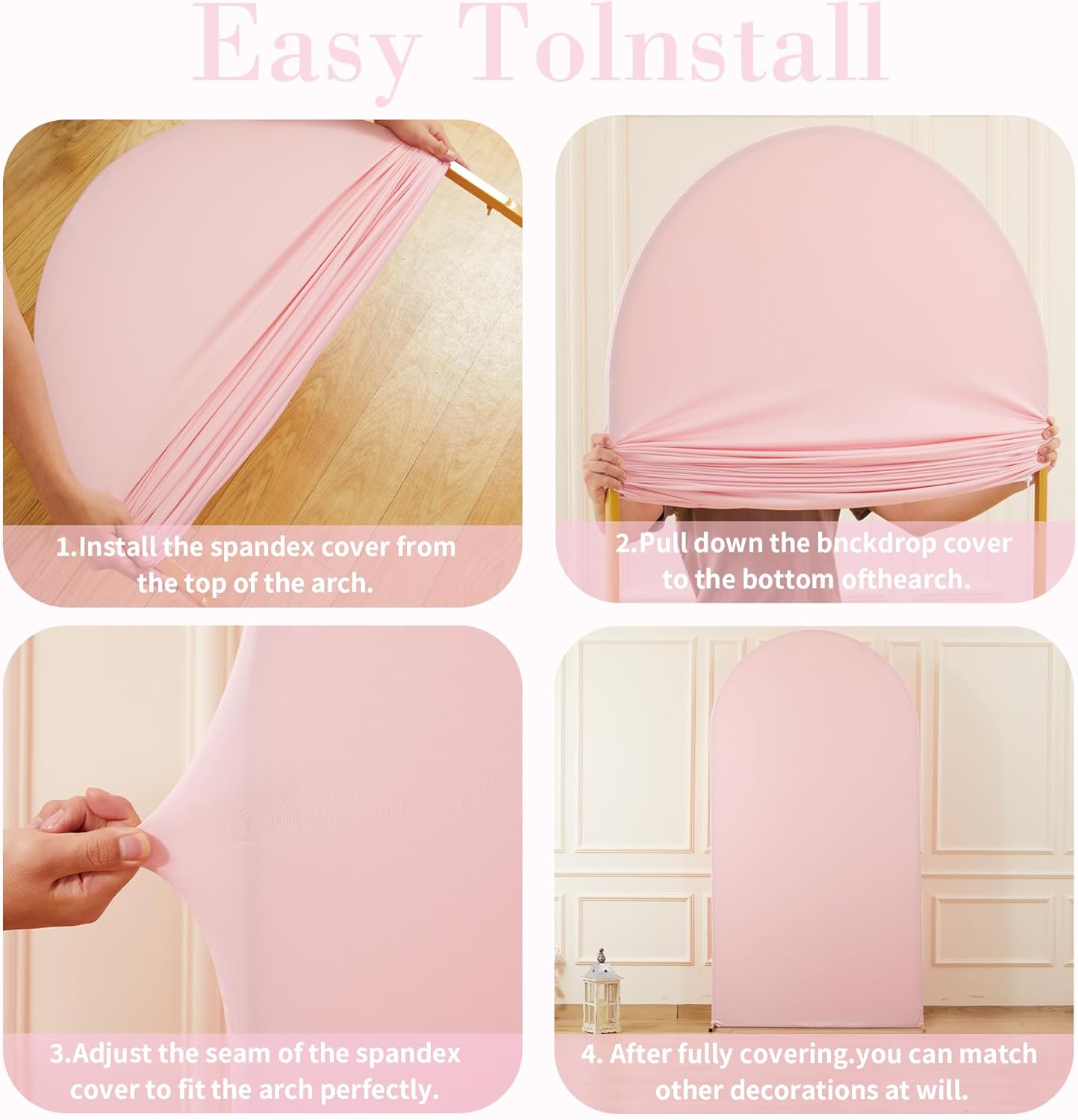 Thumbnail 5 de Pink Arch Cover 2 Set - Stretchy Spandex Backdrop Covers for 7.2ft and 6ft Arch
