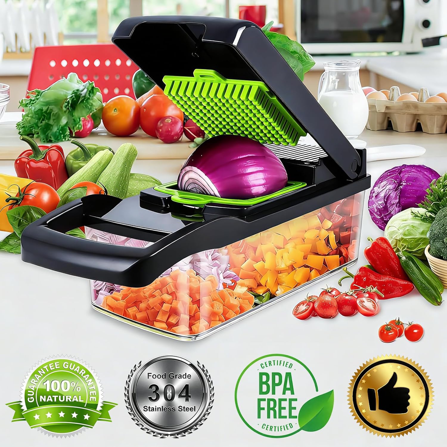 Thumbnail 2 de Vegetable Chopper, 18-in-1 Mandoline Slicer – Multifunction Food Cutter (Light Grey)