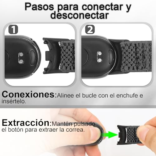 Detalle de BTTNG Correa Elástica de Nylon para Xiaomi Smart Band 8/9/10 — 2 uds. Ajustables y Transpirables