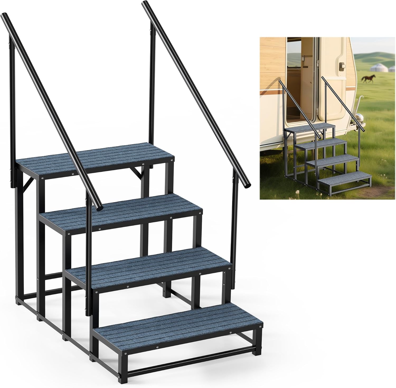 Detalle de 4-Step Heavy Duty RV Steps with 2 Handrails