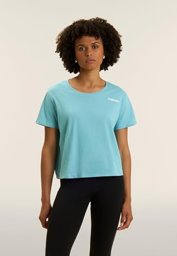 Detalle de FREDDY T-Shirt Cropped Manica Corta con Piccolo Logo Donna – Azzurro, Large