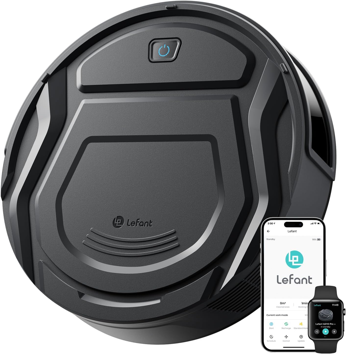 Detalle de Lefant M210 Pro Robot Vacuum: Slim, powerful 4000Pa suction for pet-friendly homes