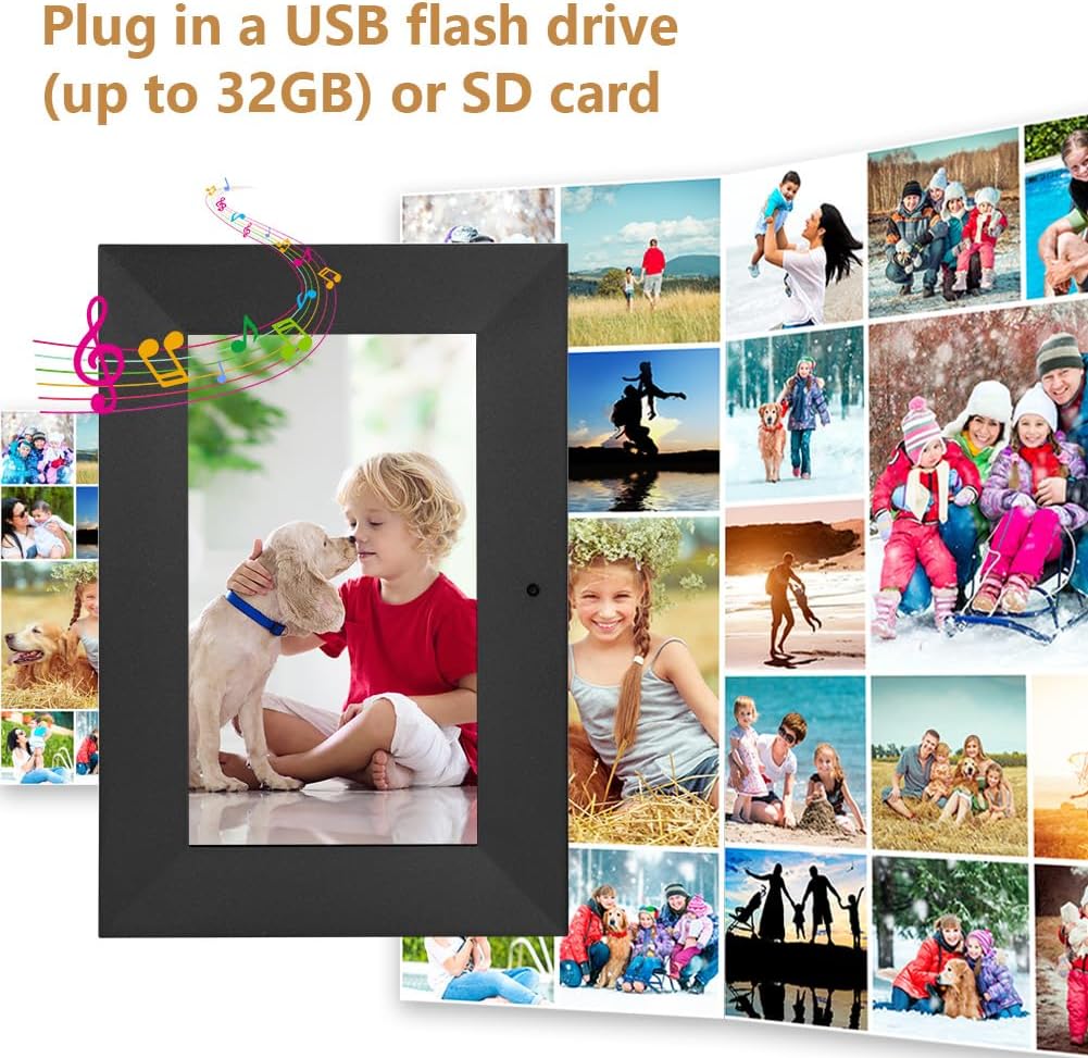 Detalle de Vicloon 7 Inch Digital Picture Frame, IPS Touchscreen, 1024 x 600, USB/SD