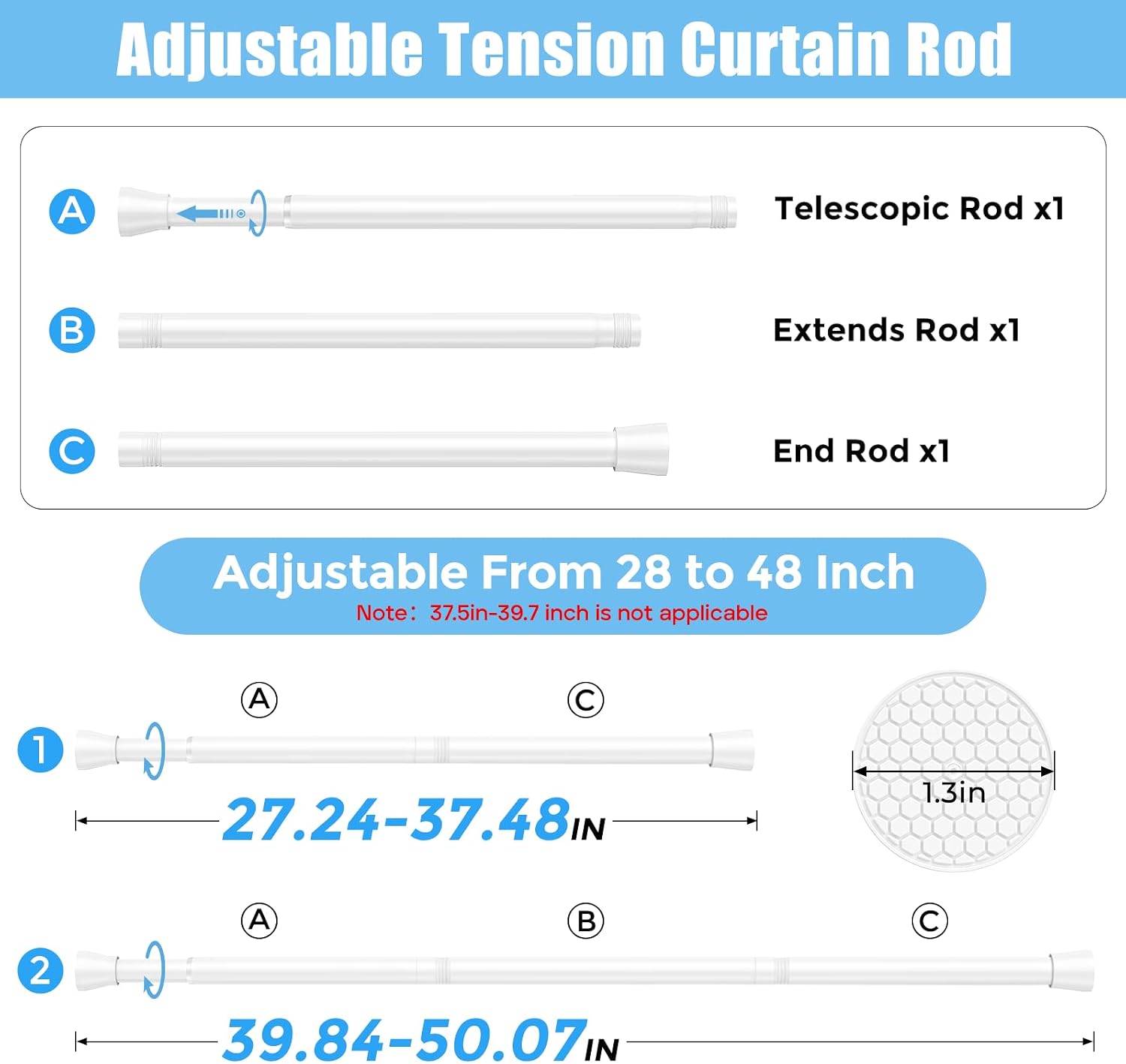 Detalle 2 de AIZESI Tension Rod 70-130cm extendable
