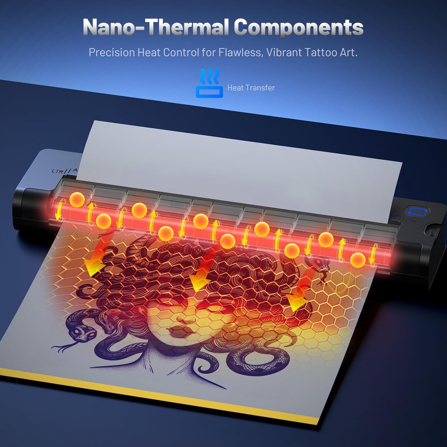 Thumbnail 1 de EXTOLINK A41 Wireless Tattoo Transfer Printer with Bluetooth and 10 Paper Sheets (2600mAh)