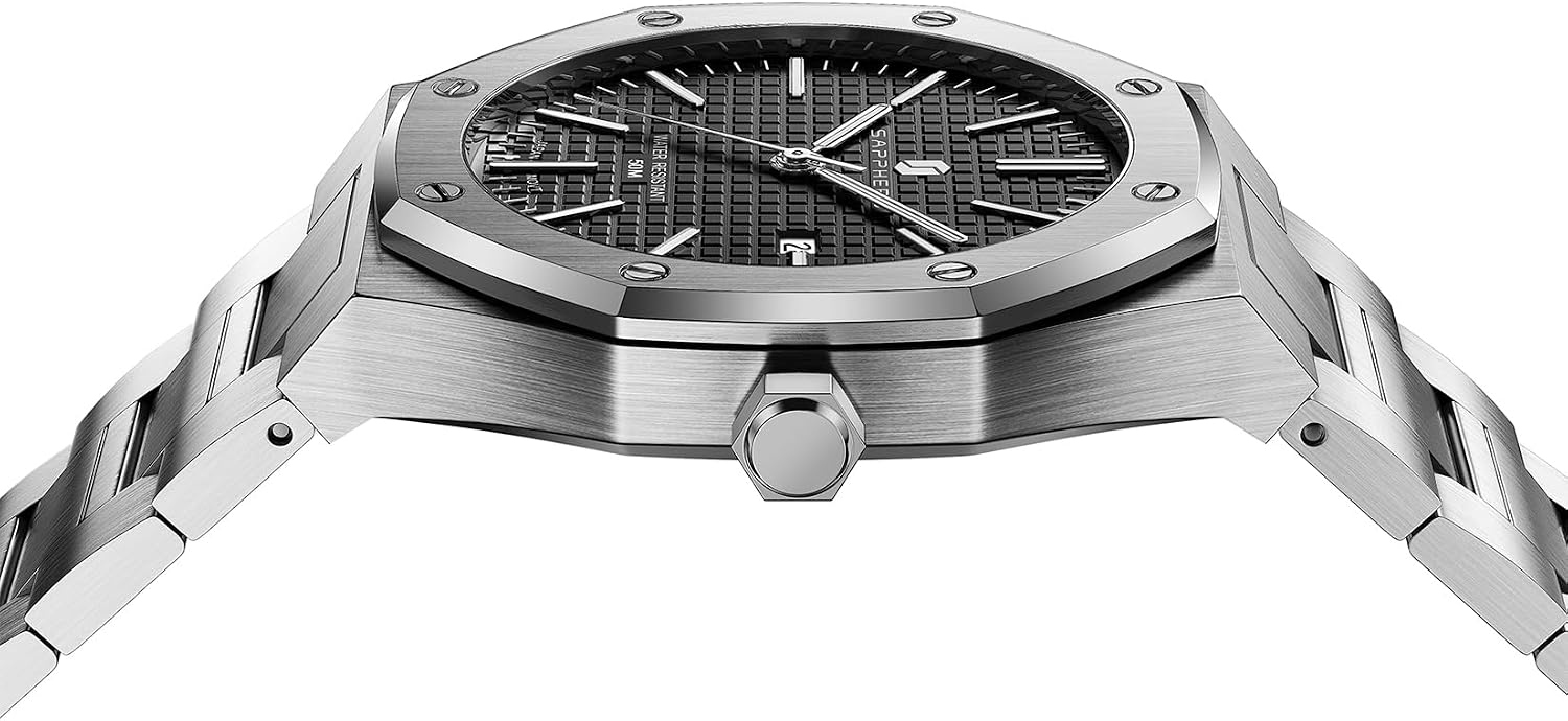 Detalle de SAPPHERO Montre Homme octogonale 10ATM en acier inoxydable à mouvement quartz japonais