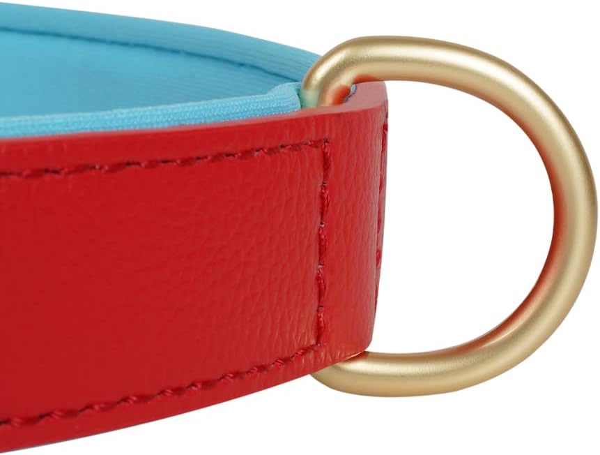 Thumbnail 6 de Ohmywor Red Leather Dog Collar – Classic Genuine Leather with Padded Comfort and Dual D-Rings