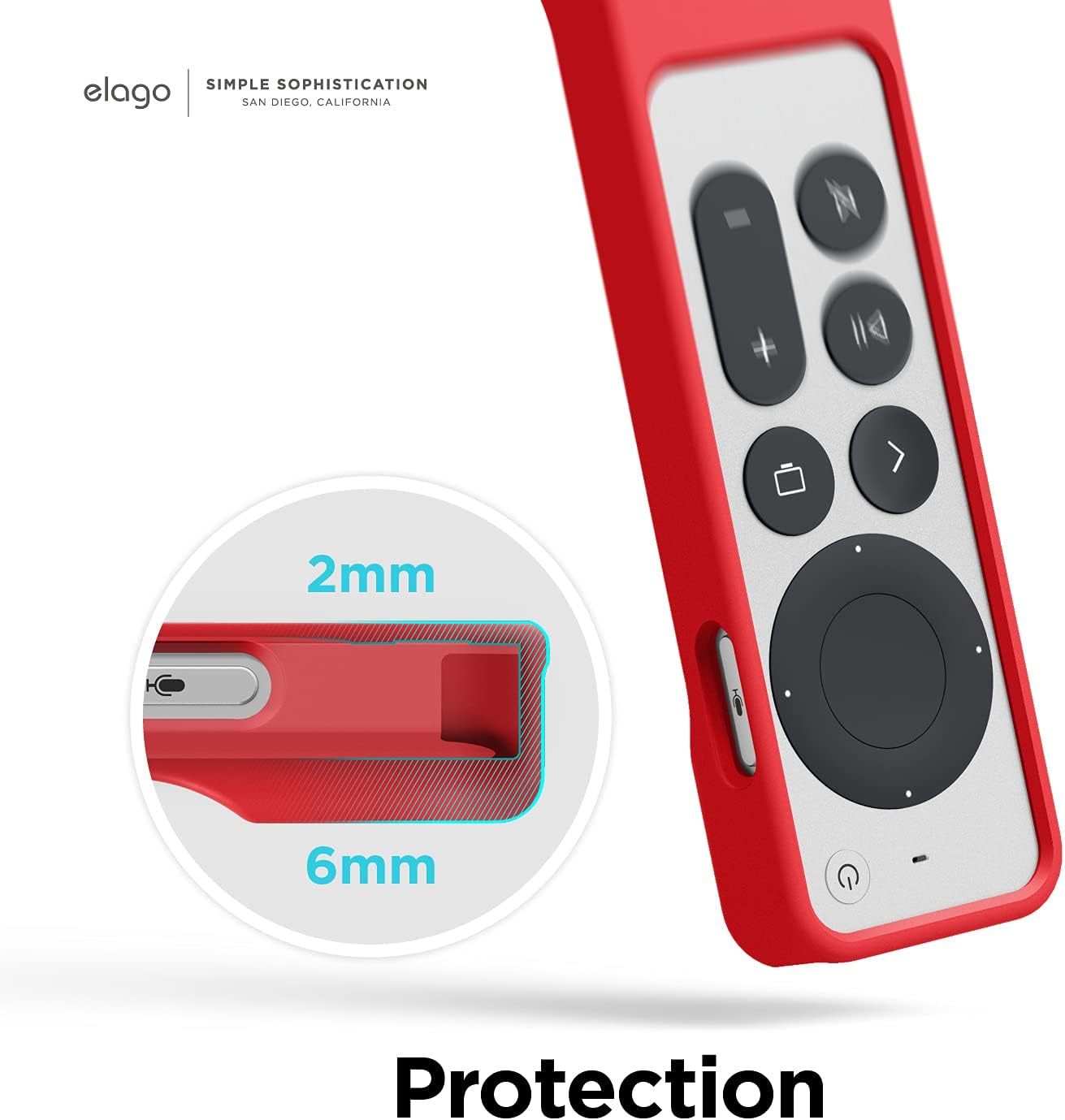 Thumbnail 5 de elago Étui R1 magnétique pour Apple TV 4K Siri Remote (3e/2e génération) – silicone épais, absorption des chocs (rouge)