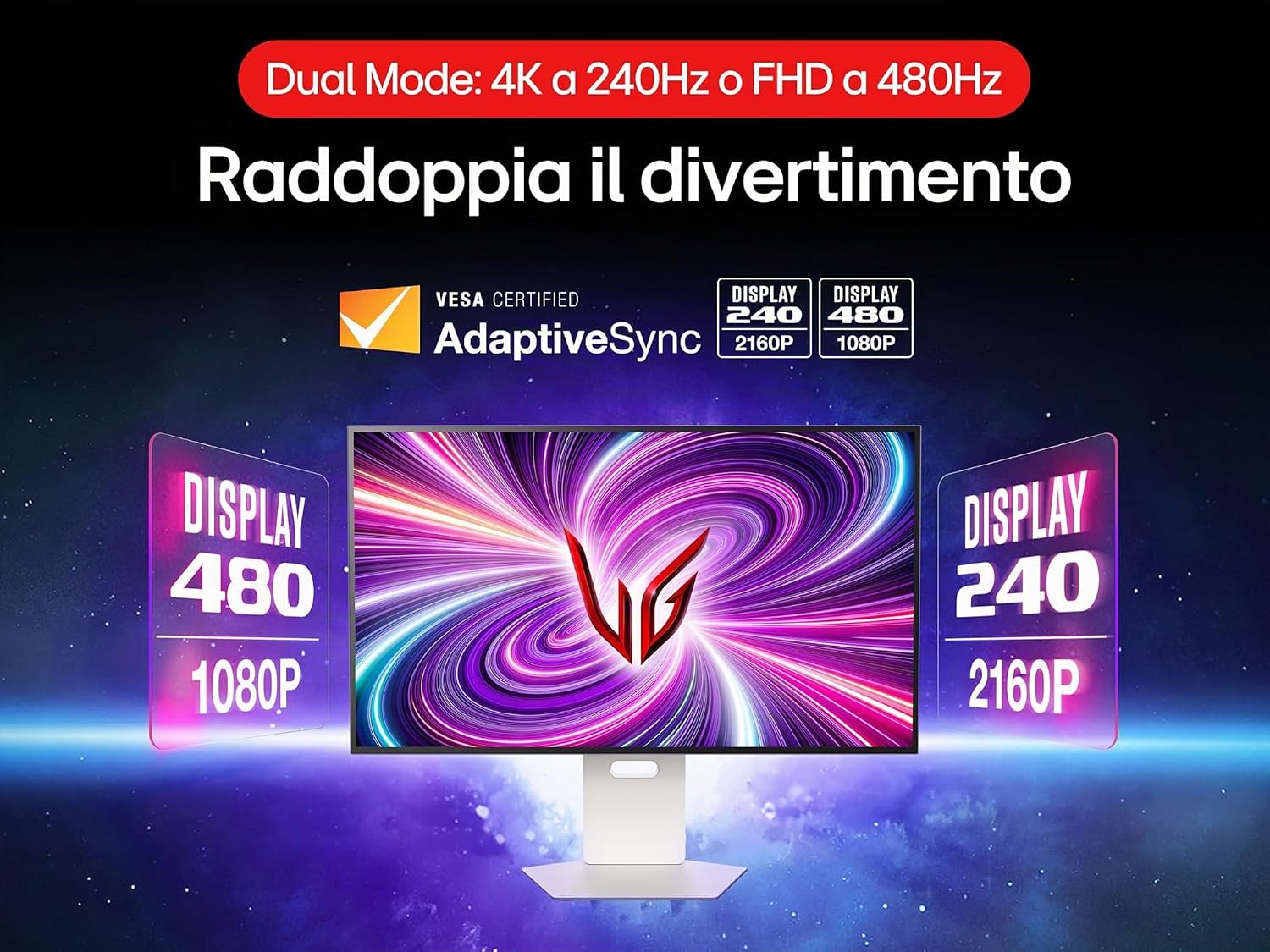 Detalle de LG UltraGear OLED 32GS95UV: monitor da gaming 32" 4K 240 Hz con Dual Mode