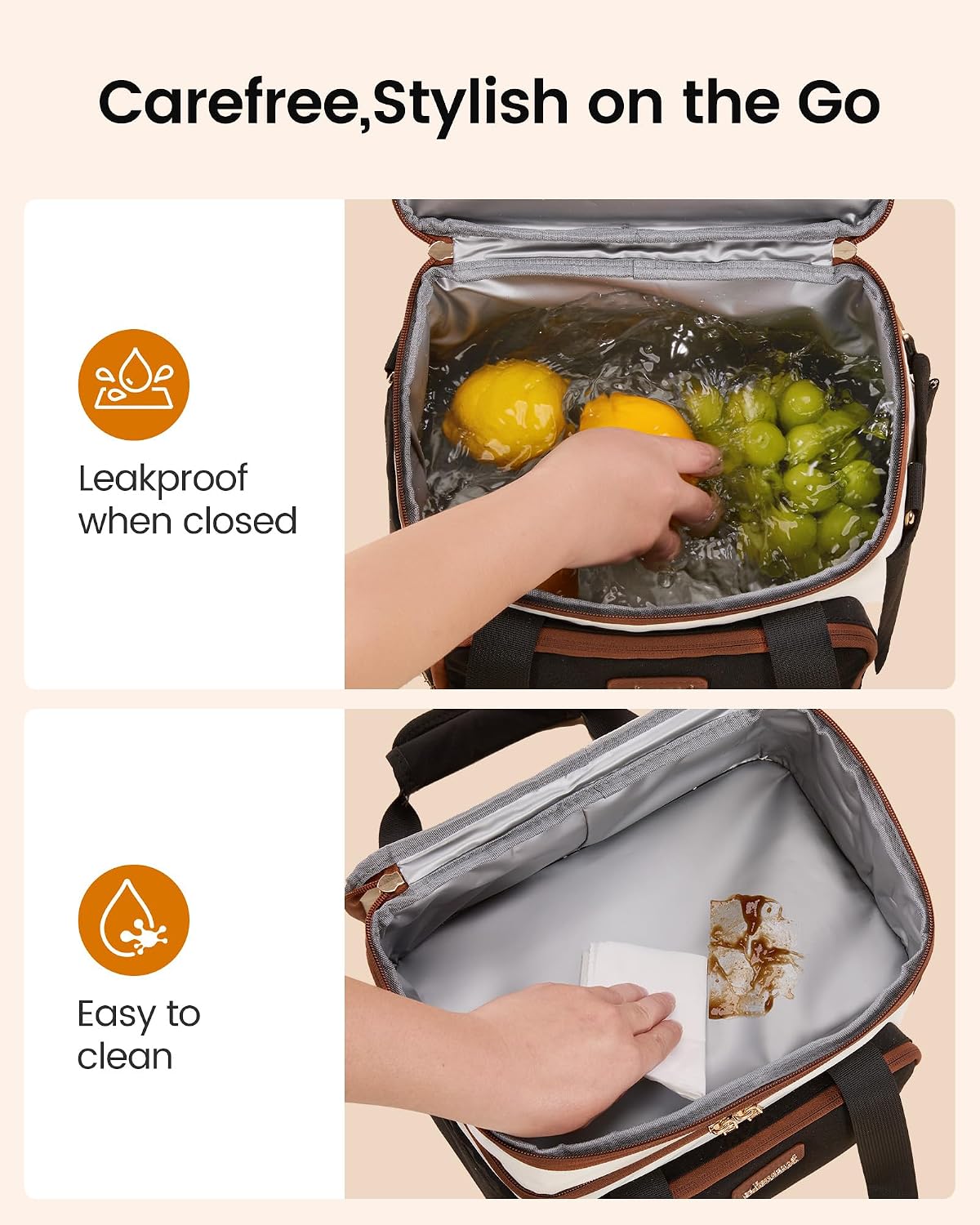 Thumbnail 4 de LOVEVOOK Insulated Lunch Bag for Women, 15L Large Double Deck Tote with Cup Holder