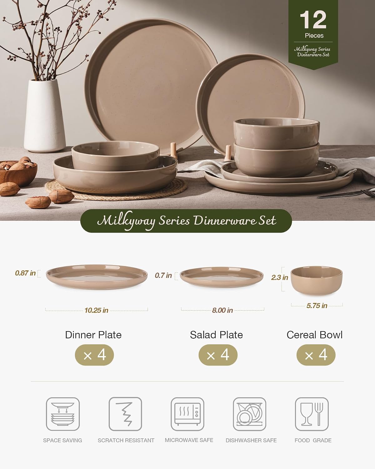 Detalle 2 de Famiware Milkyway Dinnerware Set for 4 🥣