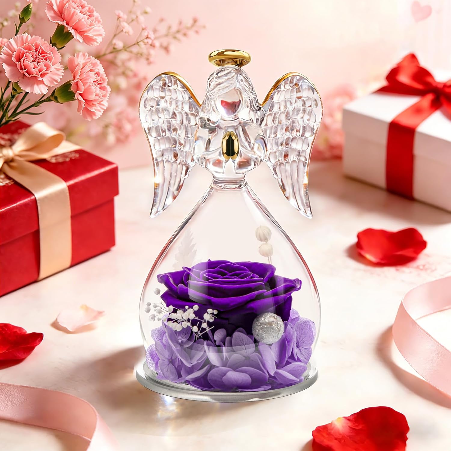Thumbnail 3 de Miofula Ewige Rose mit Schutzengel – Geschenk für Mama, Oma und Frauen (Muttertag & Jahrestag)