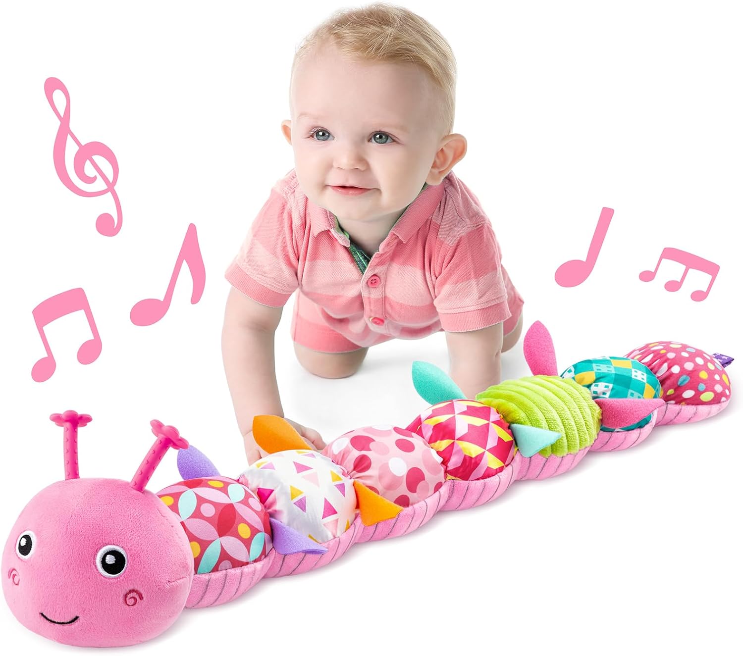LightDESIRE Baby Toys Musical Caterpillar — Plush Sensory Cat Caterpillar for Tummy Time