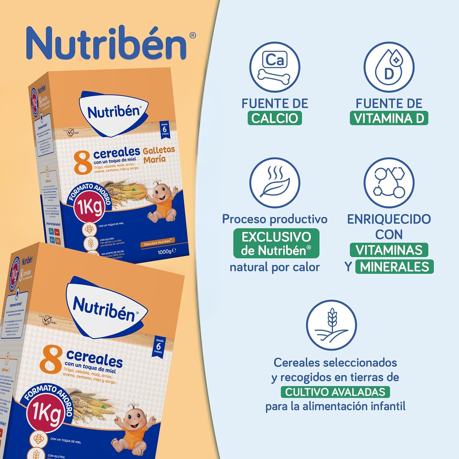 Detalle de Nutribén Papilla 8 Cereales con Miel y Galletas