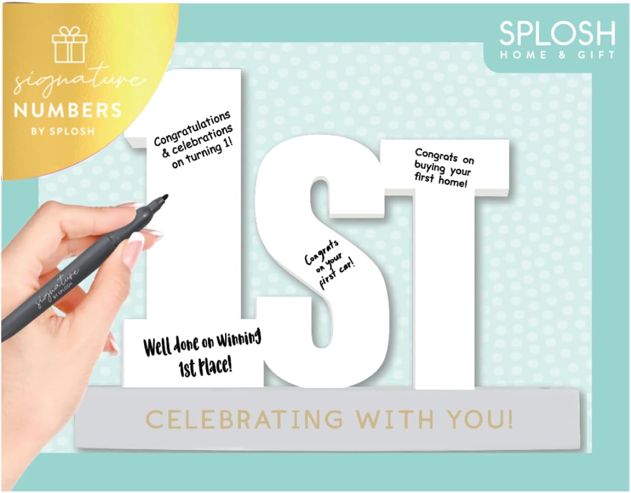 Thumbnail 6 de Splosh 13 Signature Numbers with Stand – personalised 13th birthday decoration with black pen