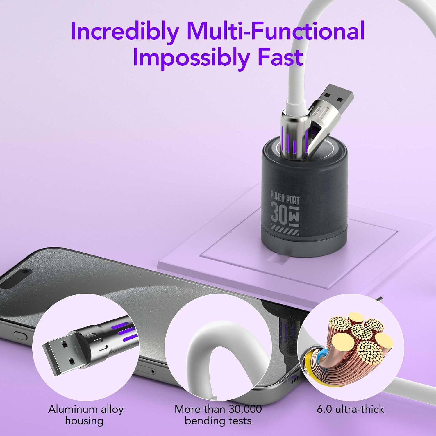Thumbnail 4 de MFish 4-in-1 Charging Cable, 6.6FT