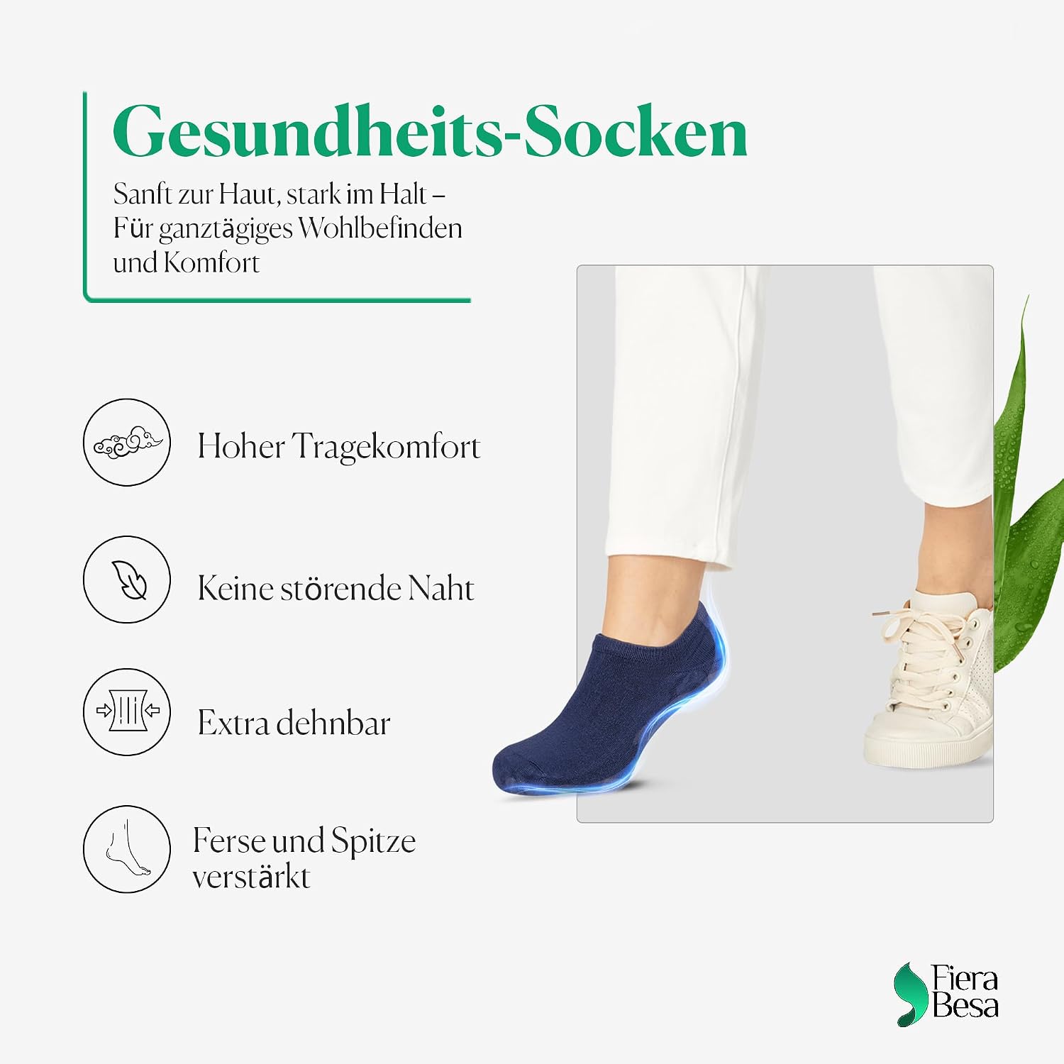 Thumbnail 3 de Fiera Besa onzichtbare bamboesokken uniseks, 5 paar voor sneakers