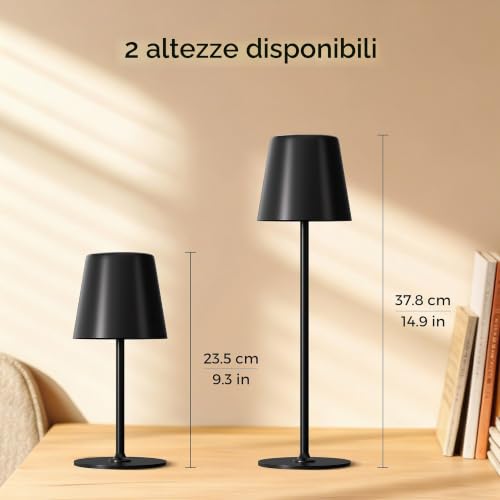 Detalle 2 de UPXNBOR 2 Pezzi Lampada da Tavolo Senza Fili in Metallo, Lampada Comodino