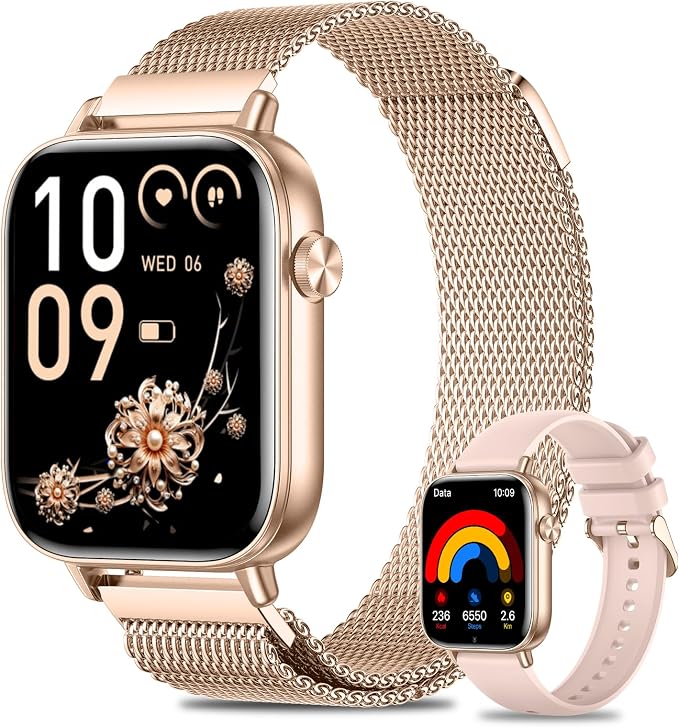 Detalle de Fitonme Reloj Inteligente Mujer ⌚ 2 Correas IP68 Rosa Oro