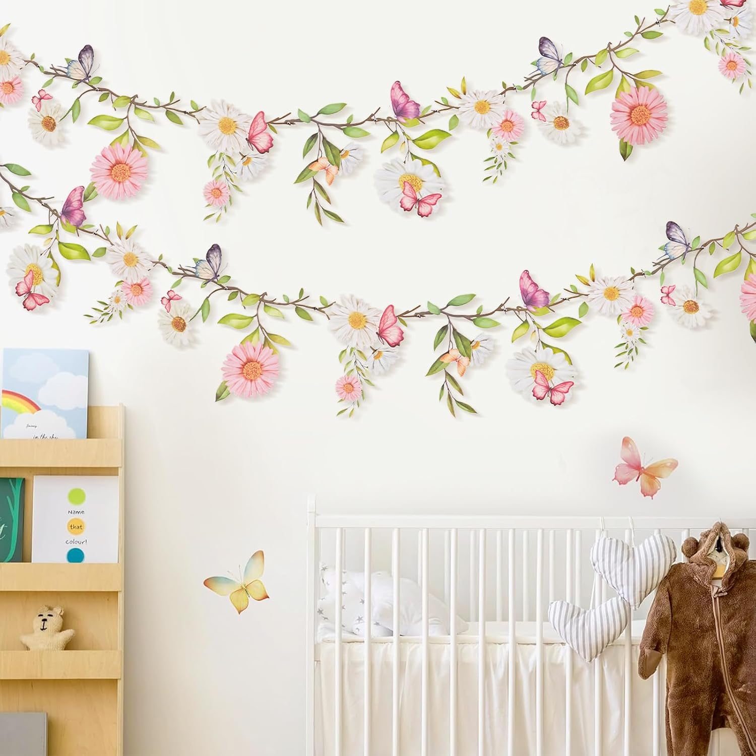 Detalle de Easy Joy 2PCS Garden Flower Decorations – Pink & White Floral Paper Garland for Spring & Summer Events