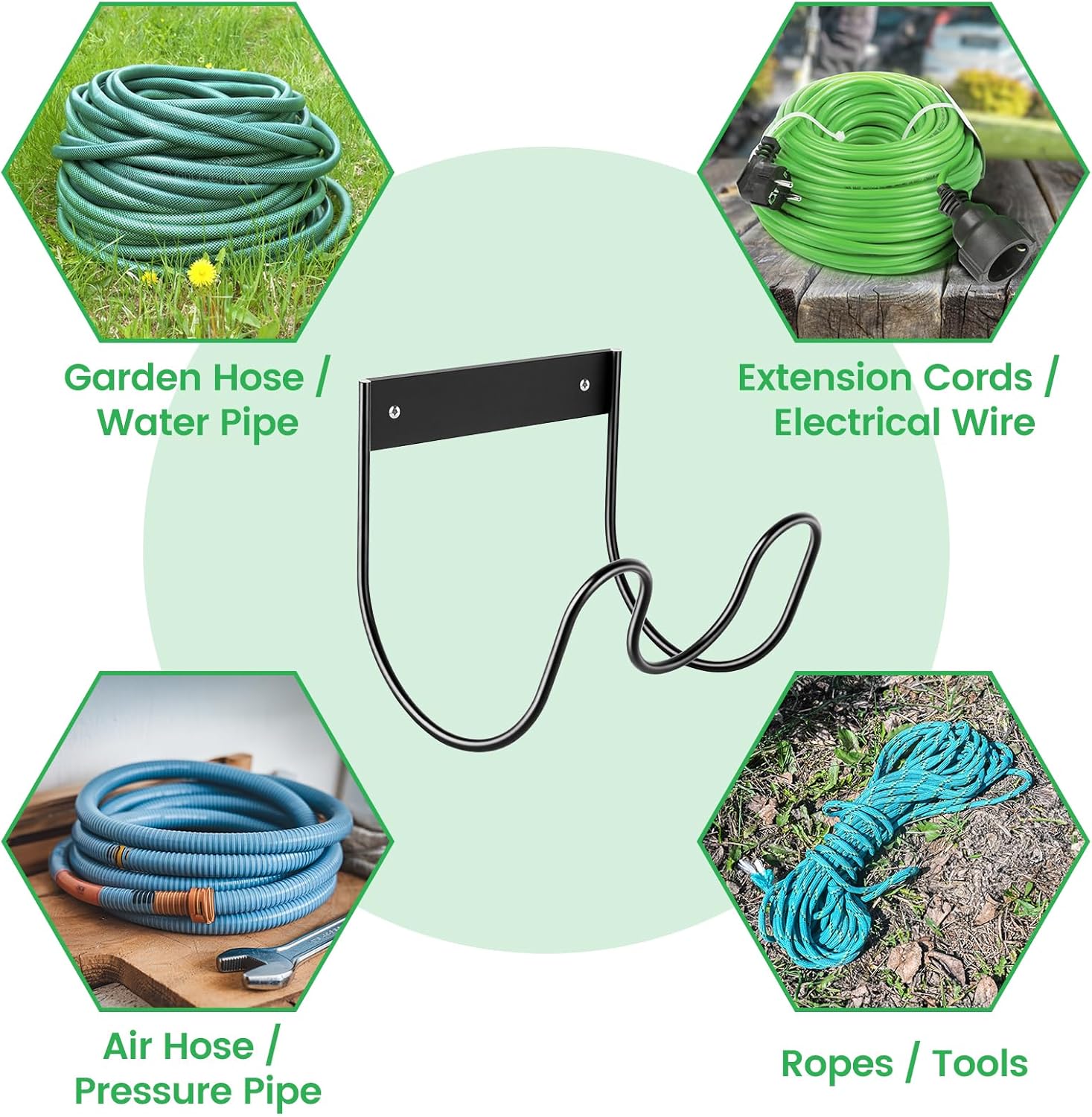 Thumbnail 4 de Hydrogarden Wall Mounted Stainless Hose Holder (Black)