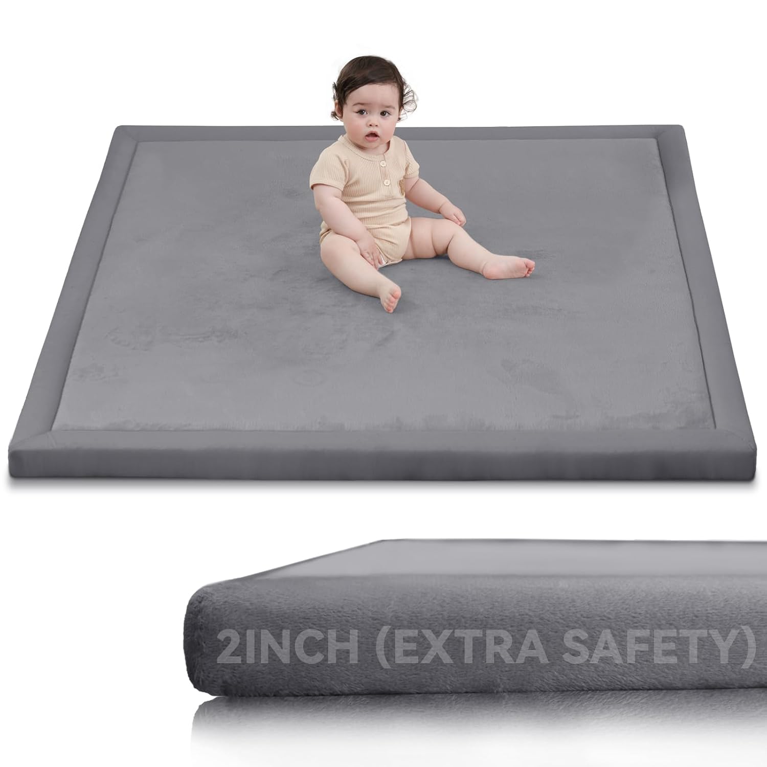Detalle de Huloo Sleep 1 Baby Play Mat, 2-Inch Elasti-Foam, 50 x 50 Inches