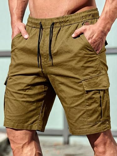 Detalle de Elegancity Kurze Cargo-Hosen Herren Khaki, XL – Freizeithose mit Regular Fit