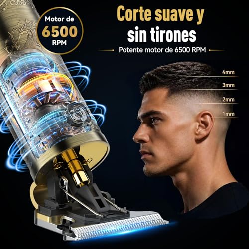 Detalle de Máquina de Cortar Pelo Hombre Solati: Cortapelos inteligente, inalámbrica y con pantalla LED – kit profesional