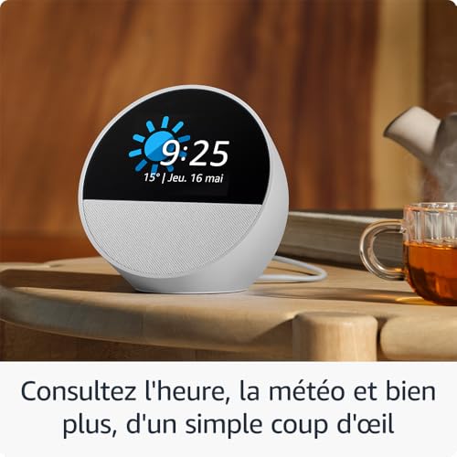 Detalle de Amazon Echo Spot (Nouvelle génération) — Réveil connecté avec Alexa+ et son riche