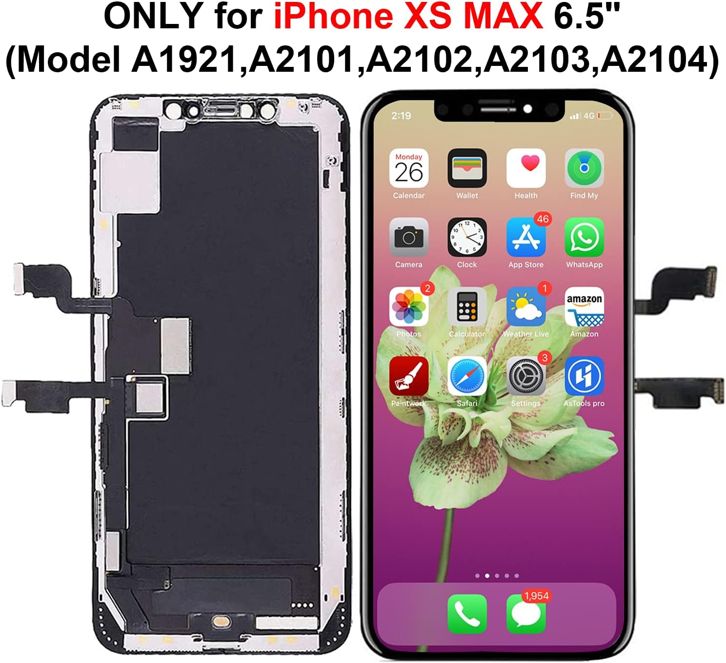 Thumbnail 1 de Brinonac 6.5" iPhone XS Max LCD Screen Replacement Kit – Full Assembly with Tempered Glass