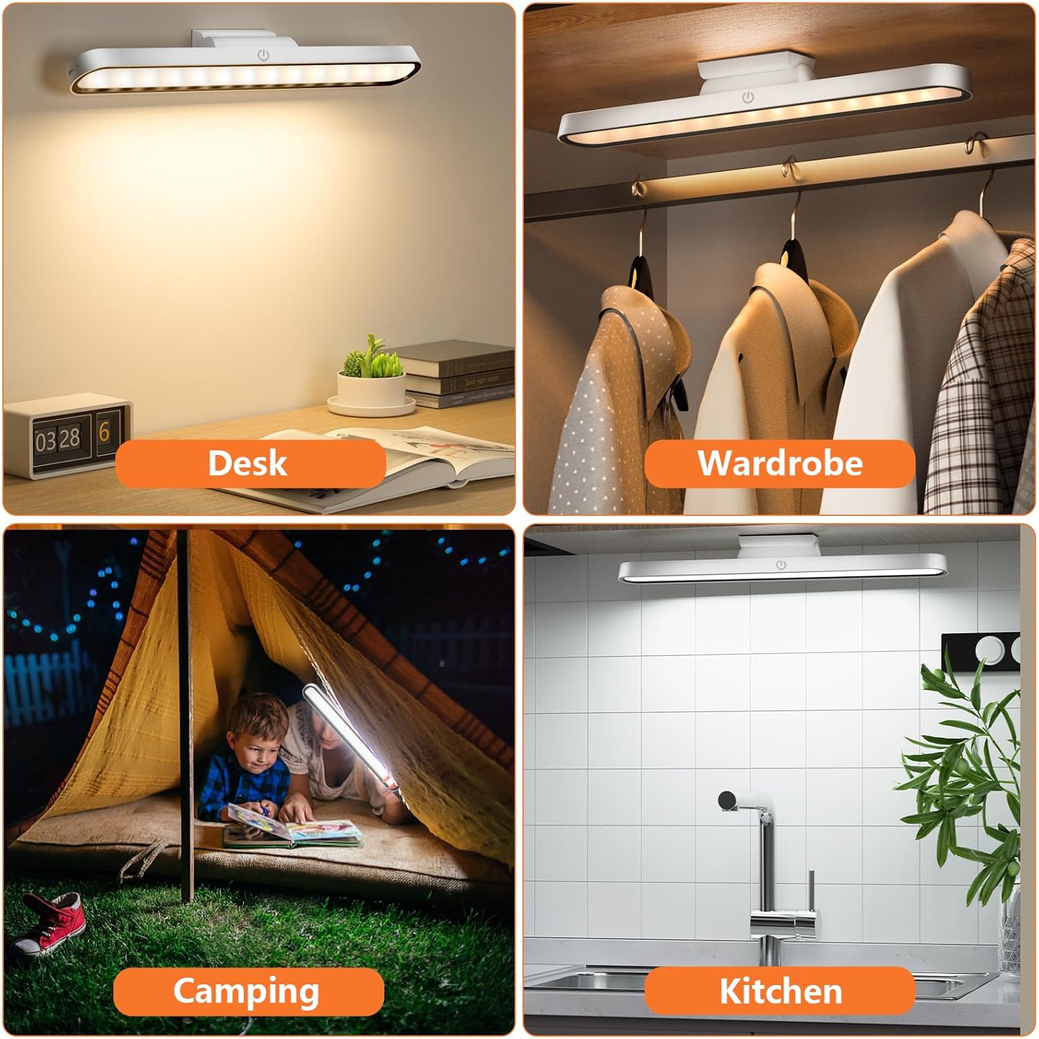 Thumbnail 5 de TOPPLEE Luce LED sottopensile magnetica ricaricabile con controllo touch e batteria 2500 mAh