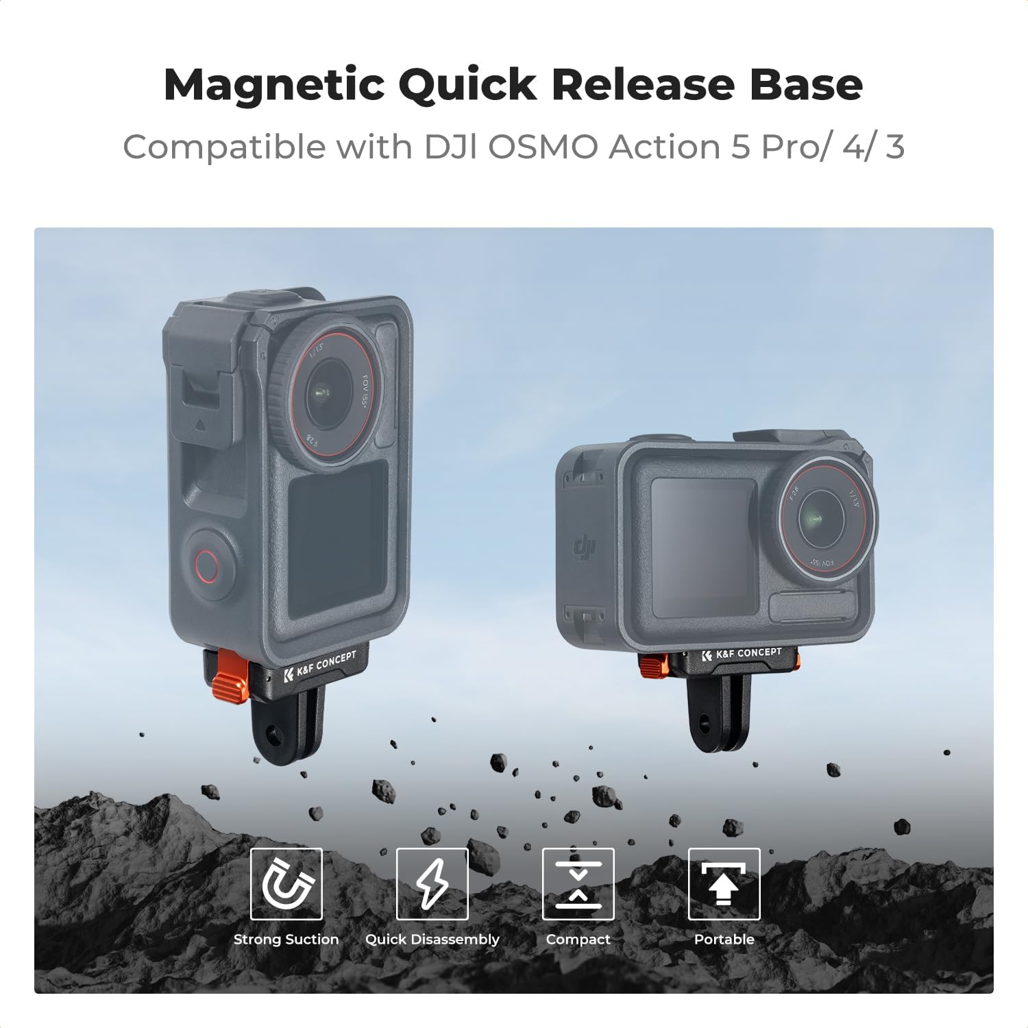Thumbnail 3 de K&F CONCEPT Magnetic Quick Release Adapter (2-pack) for DJI Osmo Action 5 Pro/4/3 & Osmo 360