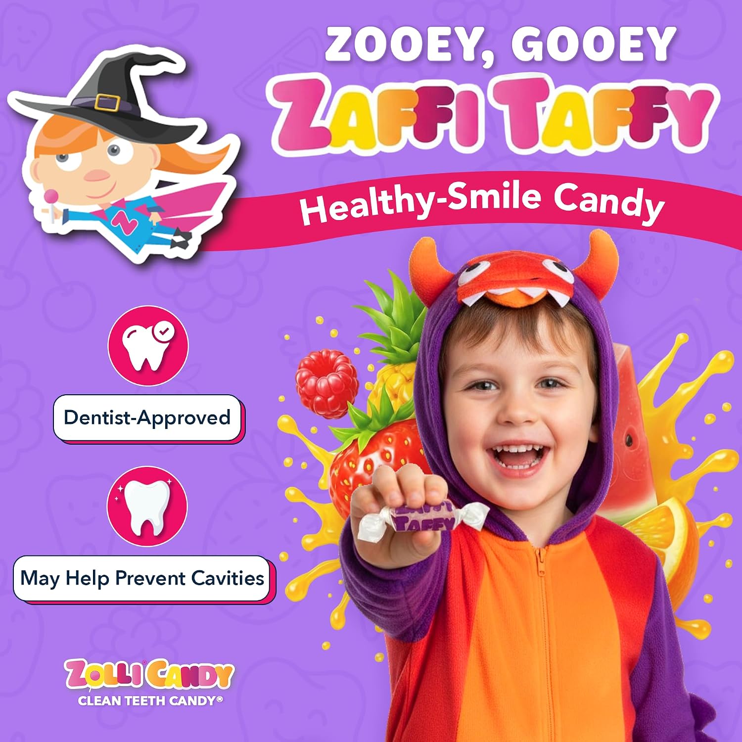 Detalle de Zaffi Taffy Sugar-Free Chewy Candy, Natural Fruit Flavors, 5 oz, 2-Pack