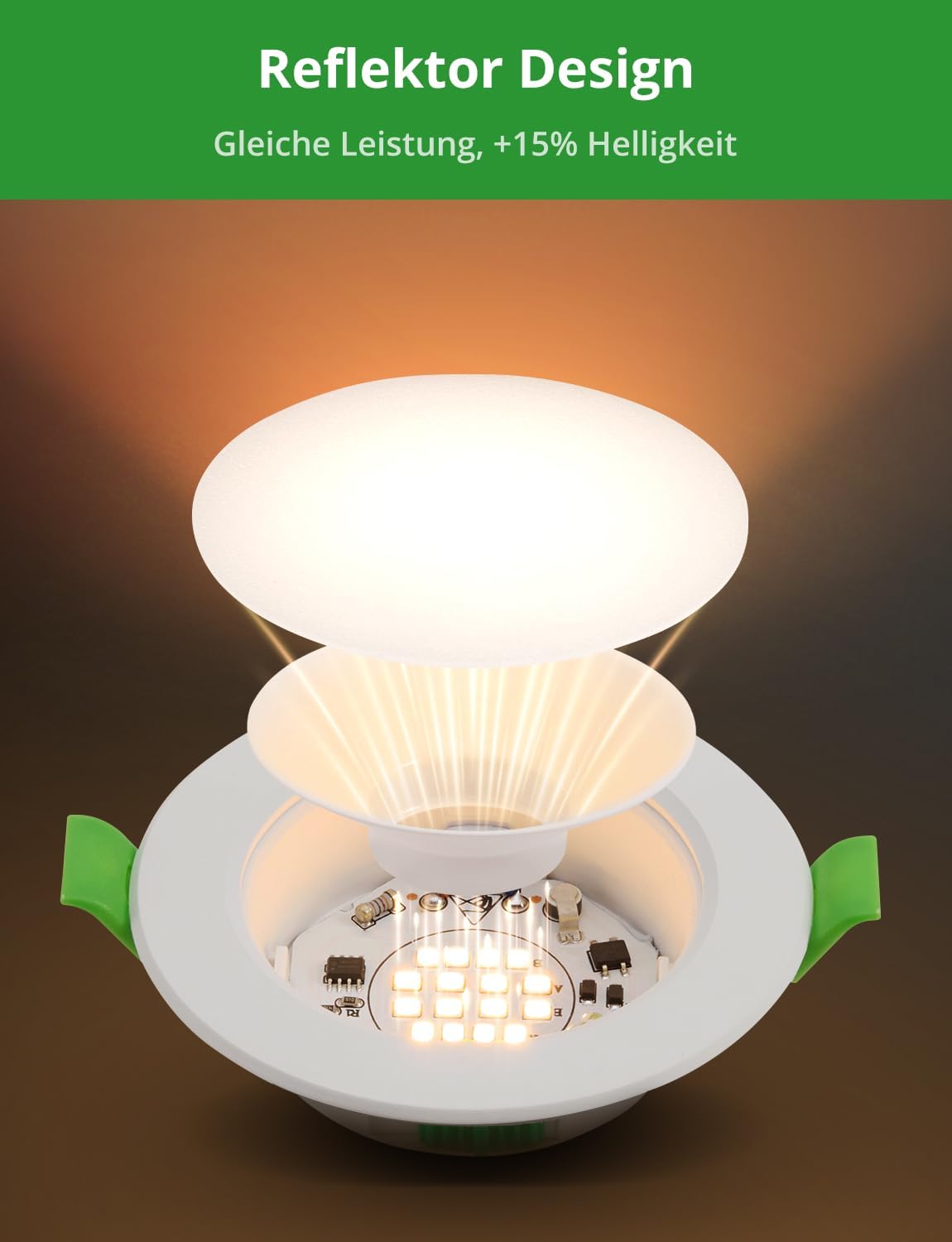 Thumbnail 5 de HOMEOW LED Einbaustrahler 230V 5W, 400LM – 10er Set, ultra flach 24mm, IP44, 68–80 mm Lochmaß, 2700K/4000K/6000K