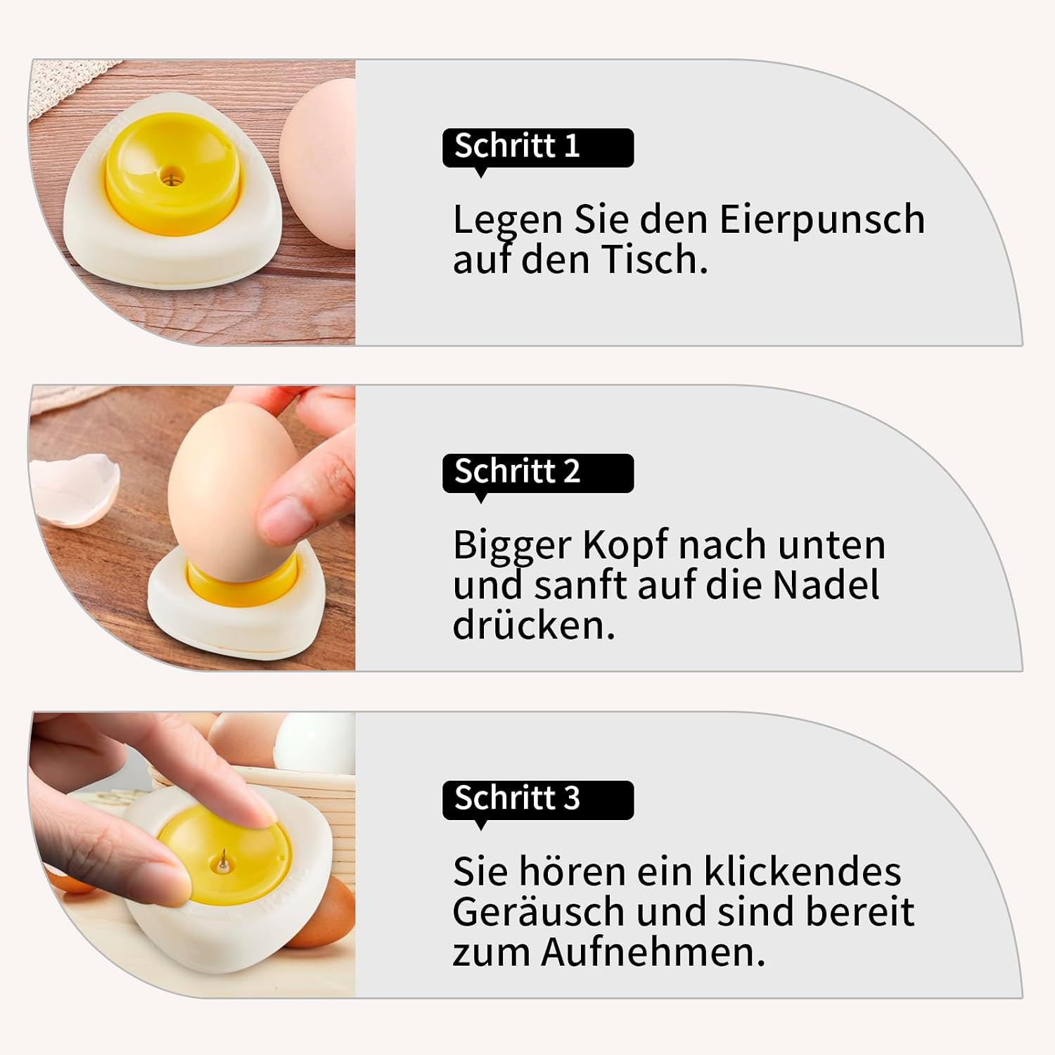 Detalle de Eierstecher eipicker – 2er Set Eierpiekser mit einziehbarer Nadel, gelb, inklusive Löffel