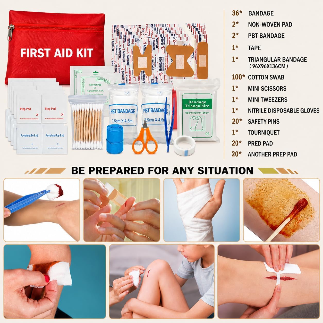 Thumbnail 6 de ANJiME 294-Piece Survival Kit with First Aid Supplies, MOLLE Bag and Outdoor Tools