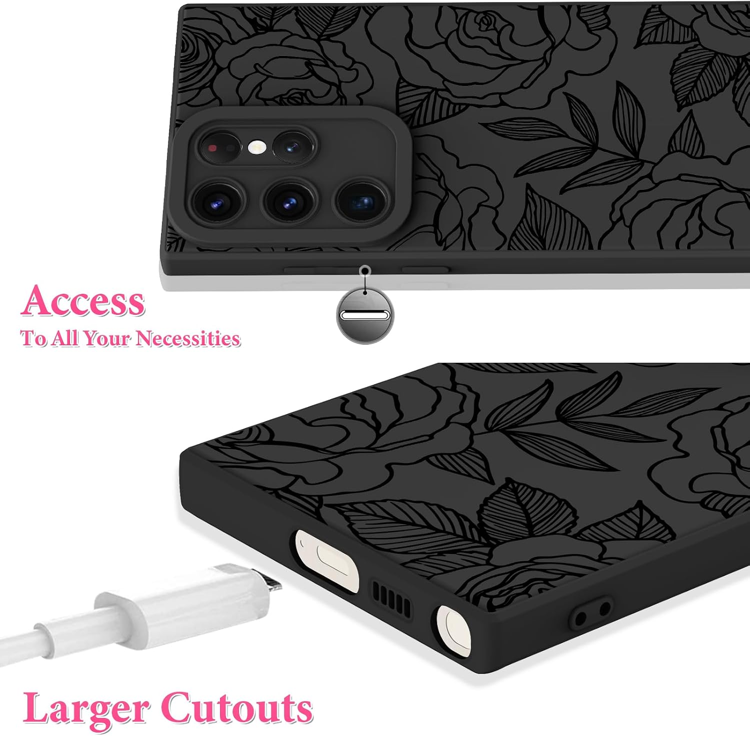 Detalle de OOK 64MYK-blackrose-s22ultra Case for Samsung Galaxy S22 Ultra, Black Rose