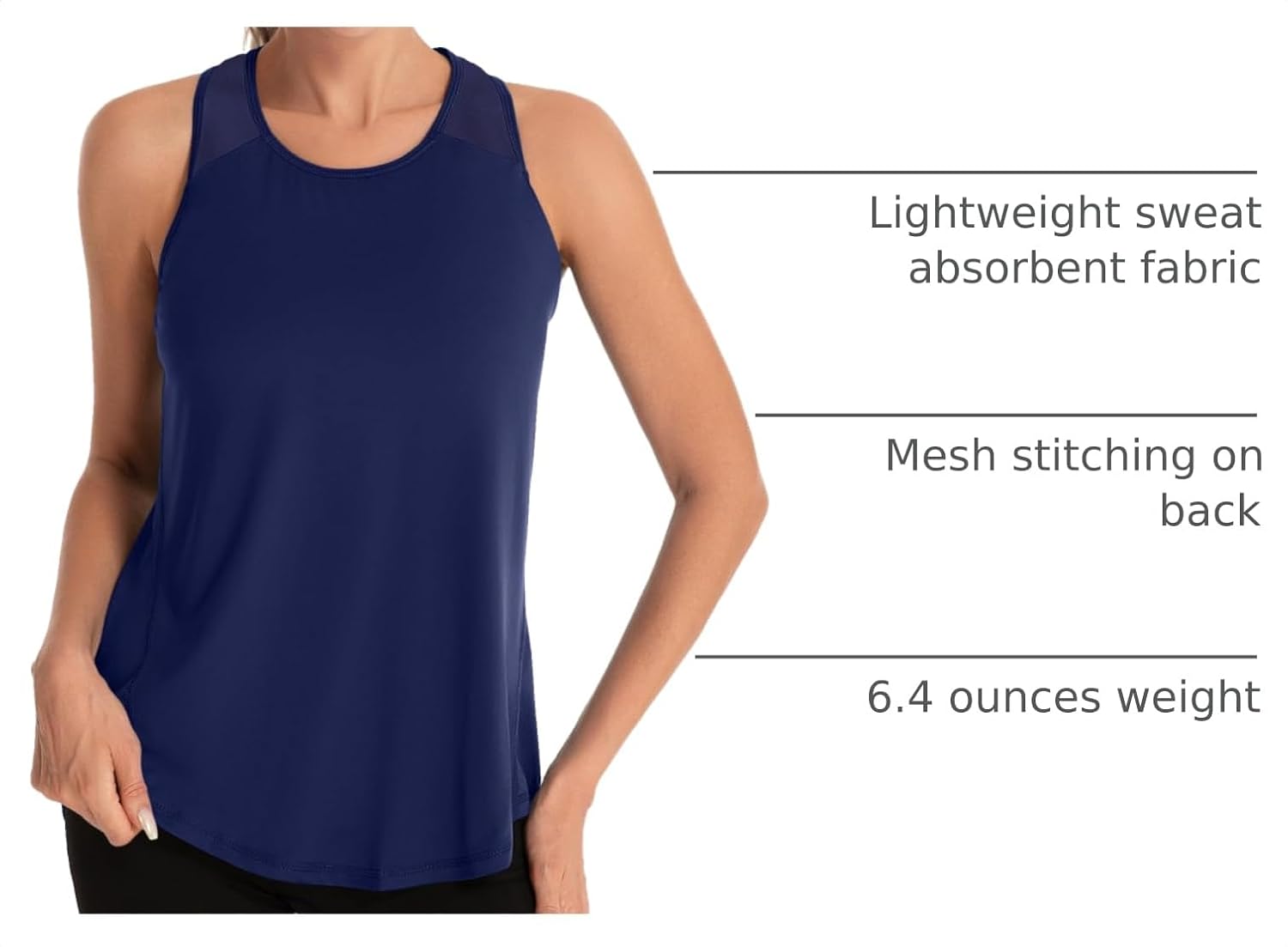 Detalle de Aeuui Women's Racerback Mesh Workout Tank Top
