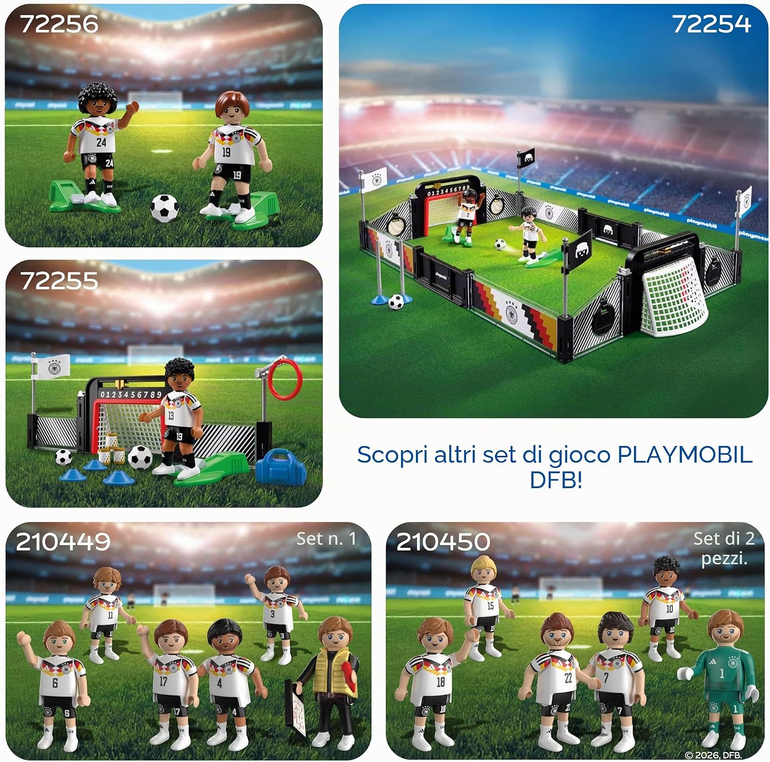Detalle de PLAYMOBIL DFB Set giocatori 2 – Portiere e 5 giocatori per scene di calcio, 6 personaggi dinamici