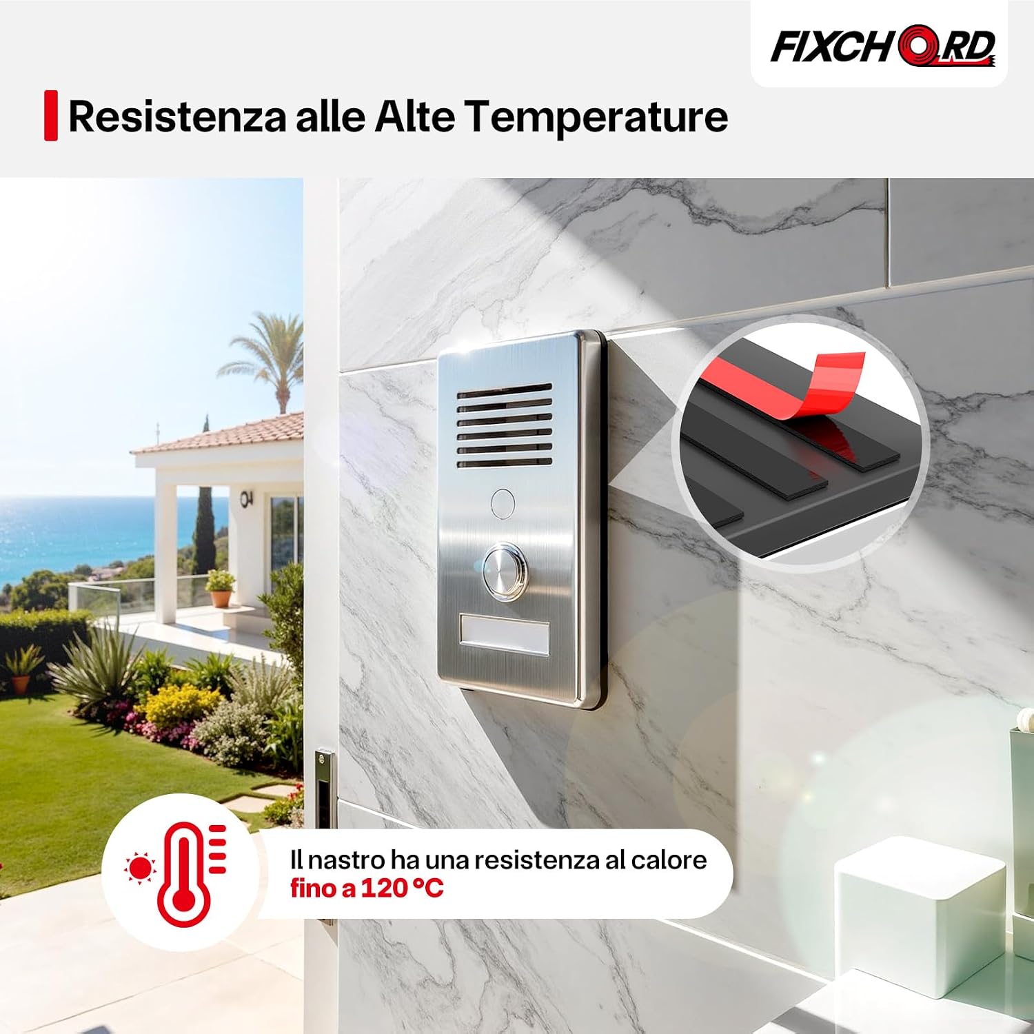 Thumbnail 3 de FIXCHORD Nastro biadesivo extra forte in schiuma acrilica 5 m x 12 mm, impermeabile per interni ed esterni