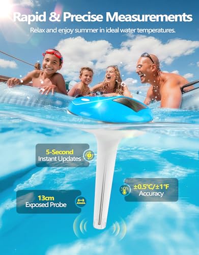 Detalle de PoolLeader Termómetro Piscina Flotante Solar con Pantalla LCD Grande
