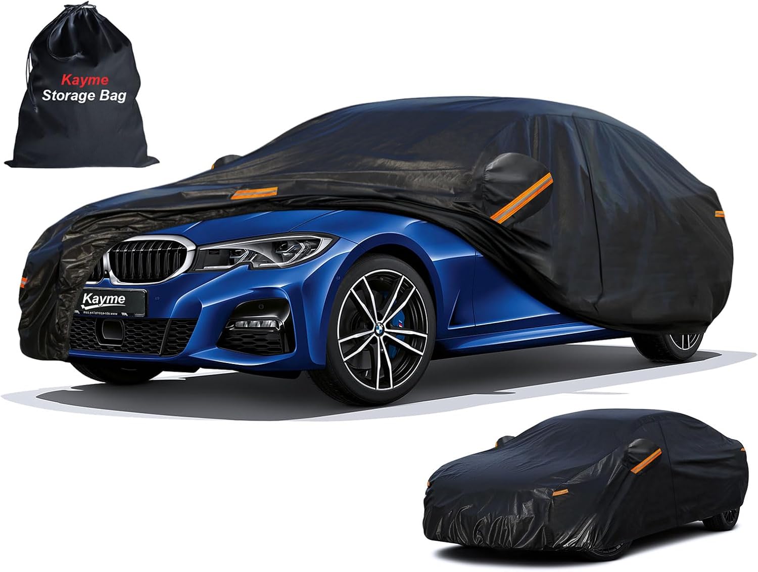 Detalle de Kayme Car Cover Waterproof Breathable 3XL for Sedan (470–490cm) – Full Weather Protection
