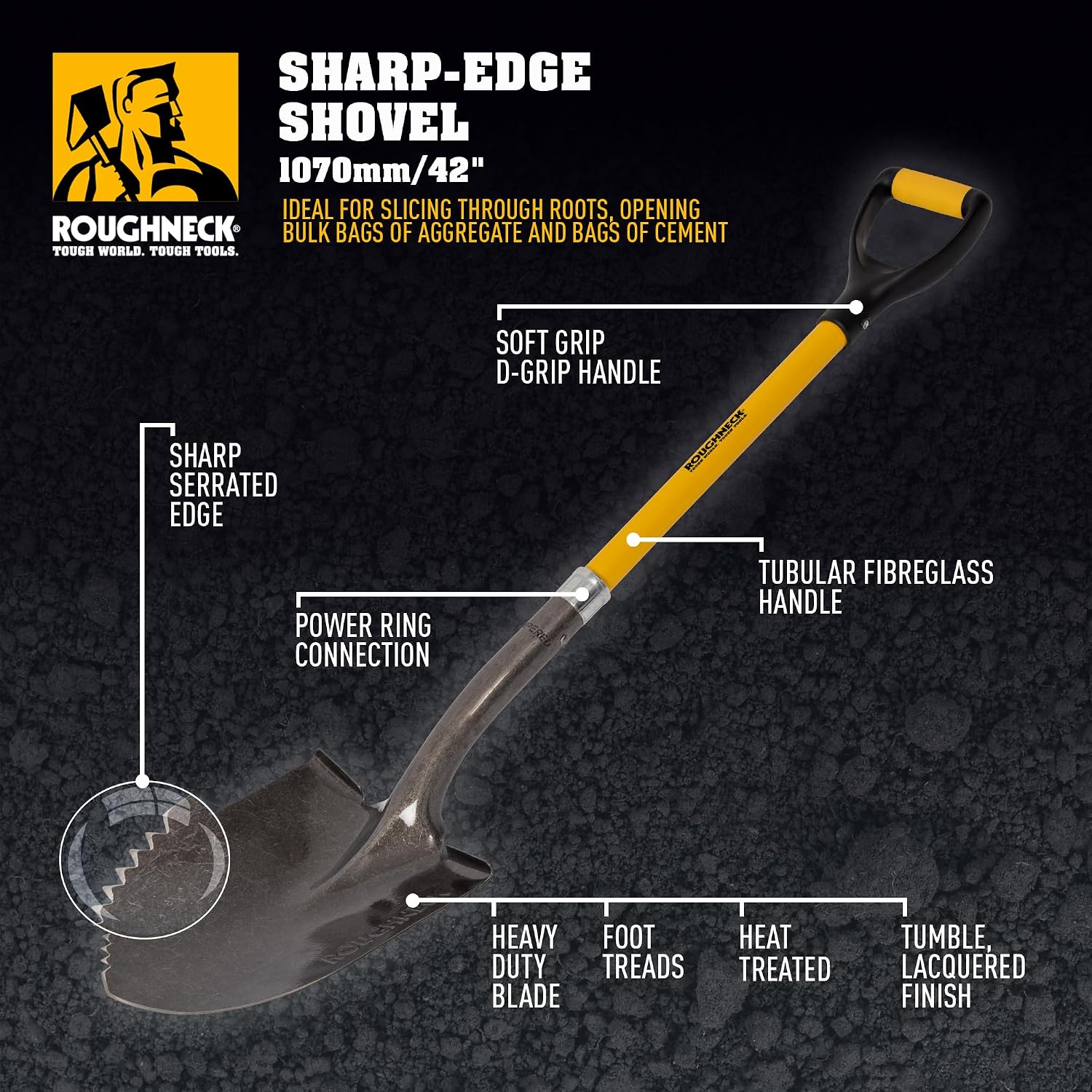 Detalle de Roughneck ROU68046 serrated edge shovel 1070mm