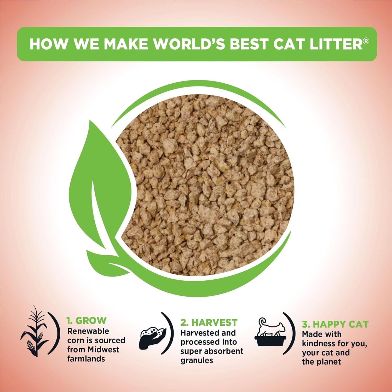 Detalle 2 de World's Best Cat Litter, Multiple Cat, Unscented, Odor Control, 15 lb Bag