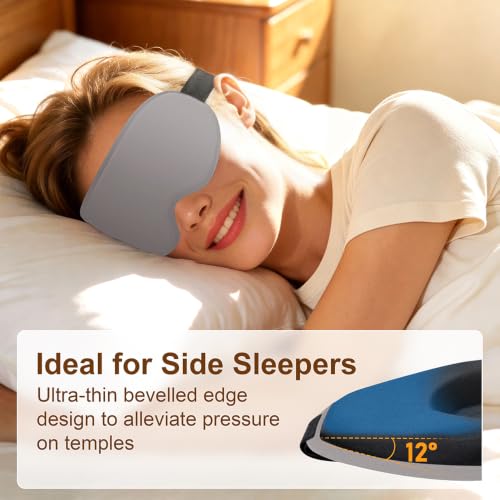 Detalle de Gritin 100% Blackout Sleep Eye Mask – 3D Contoured, Side-Sleeper Friendly (Twin Pack with Earplugs)
