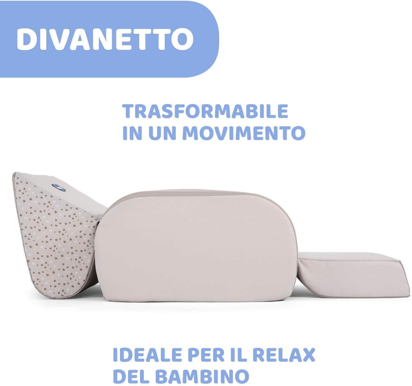 Detalle de Chicco Twist: Poltroncina trasformabile in chaise longue e divanetto per bambini, 3 configurazioni