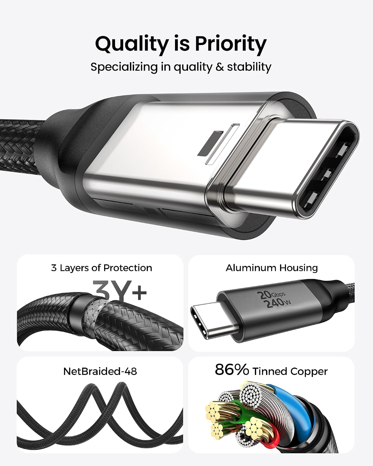 Thumbnail 5 de Silkland USB C Monitor Display Cable 3.3ft 8K 240W 🔌