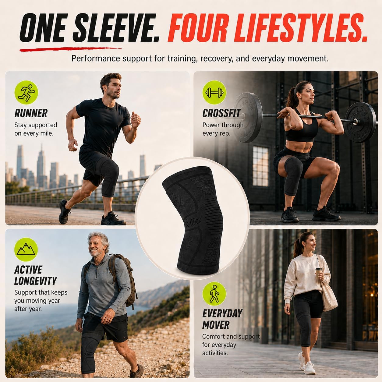 Thumbnail 3 de UFlex Knee Compression Sleeve Nylon Blend