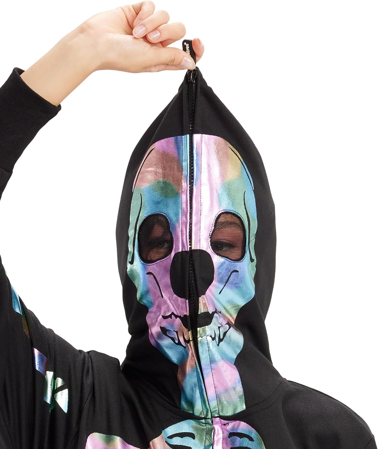 Detalle de Tipsy Elves TE-WJMP43 Women's Skeleton Halloween Jumpsuit with Iridescent Print