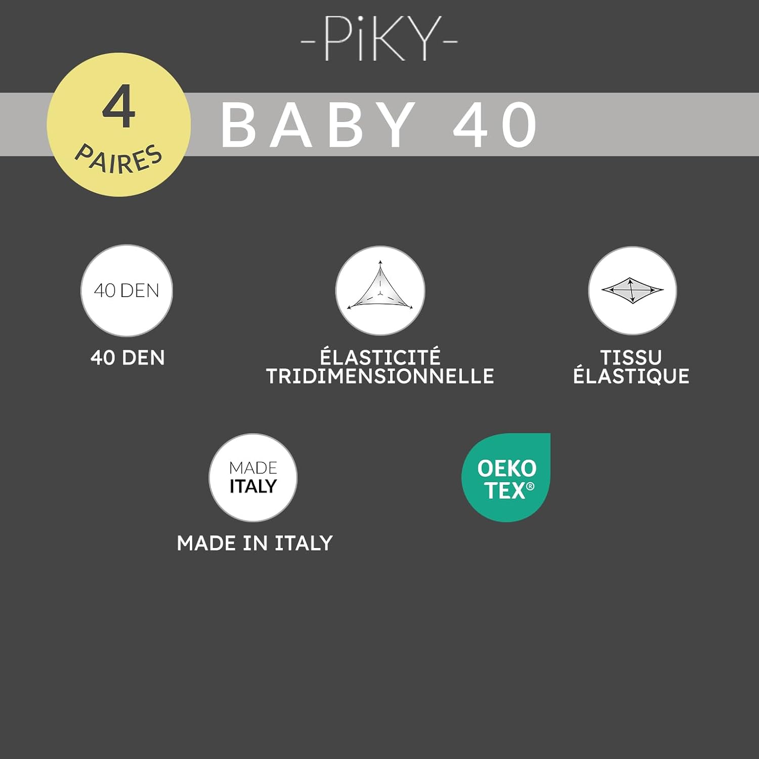 Detalle de PIKY PACK: 4 paires de collants bébé 40 den | microfibre douce, Made in Italy